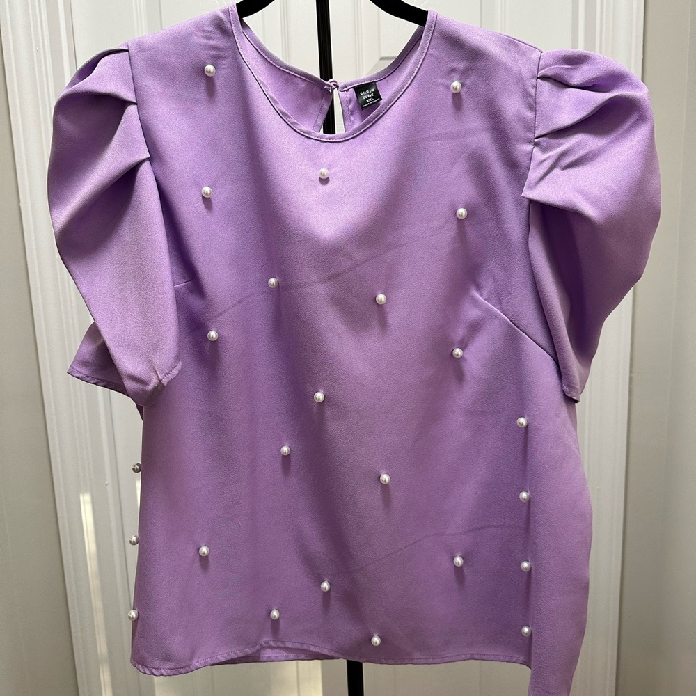 Elegant Purple Puff Sleeve Top